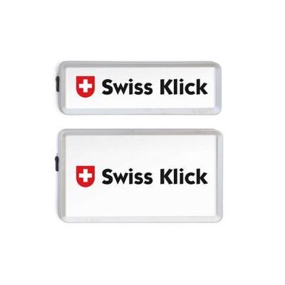 Swiss Klick Nummernrahmen silber matt Hochformat