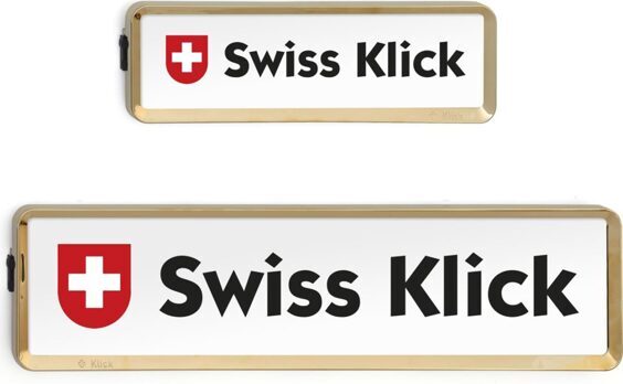 Swiss Klick Nummernrahmen gold Langformat