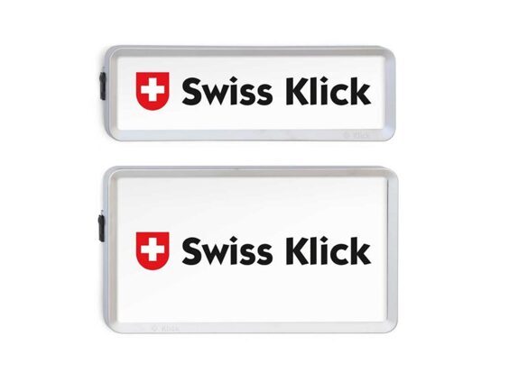 Swiss Klick Nummernrahmen silber matt Hochformat