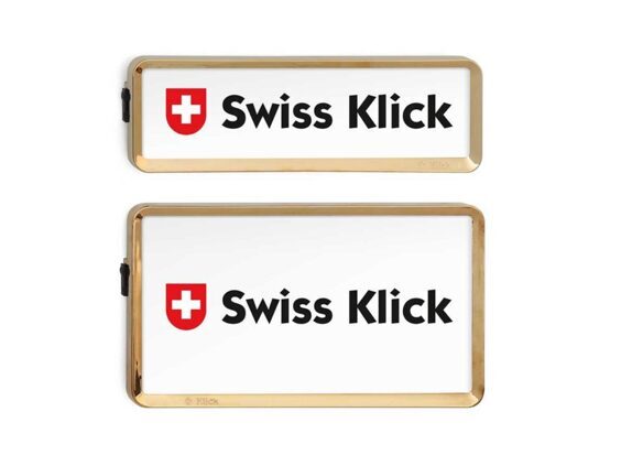 Swiss Klick Nummernrahmen gold Hochformat